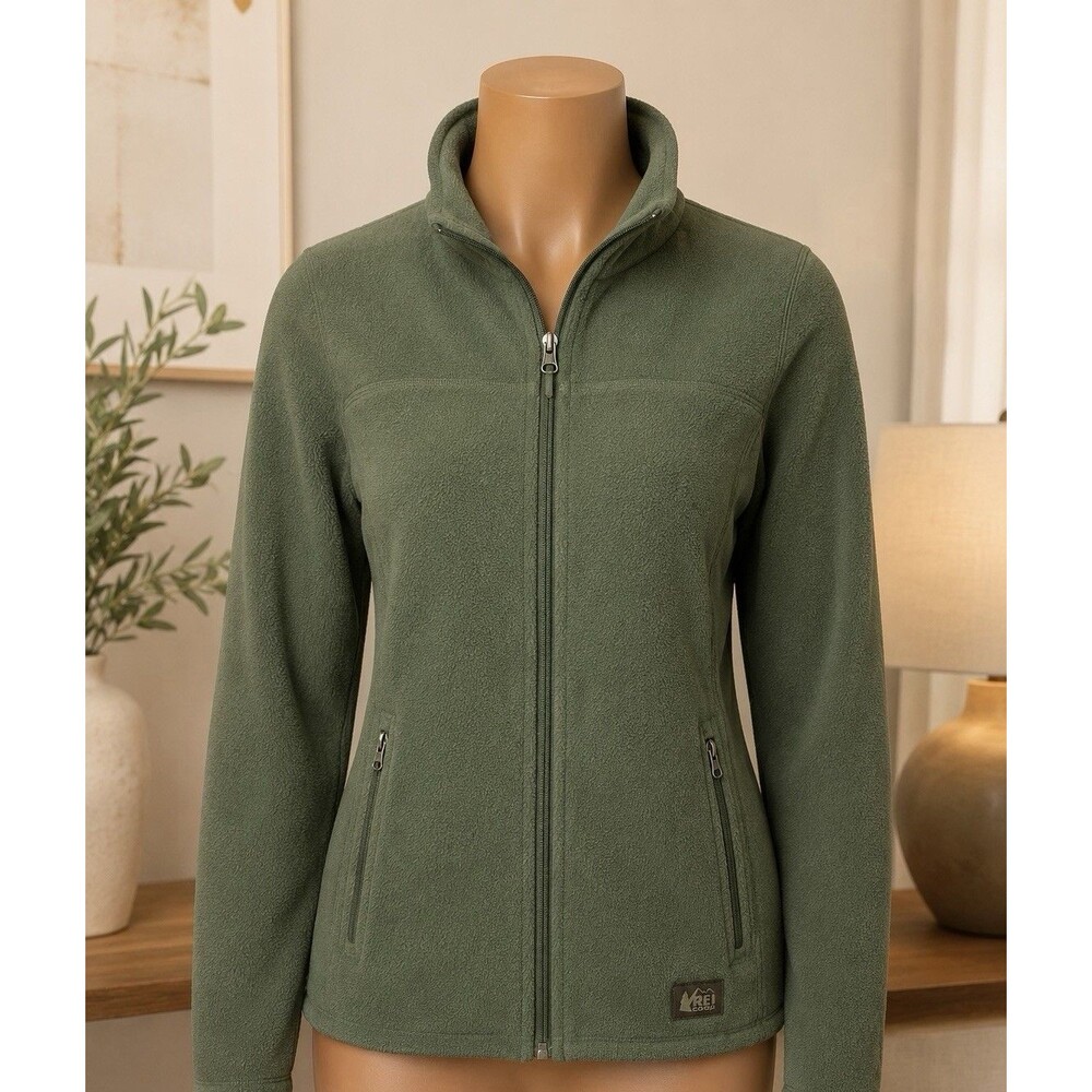 REI Co-op Women's Green Full Zip Jacket Zip Pockets Long Sleeve Size M